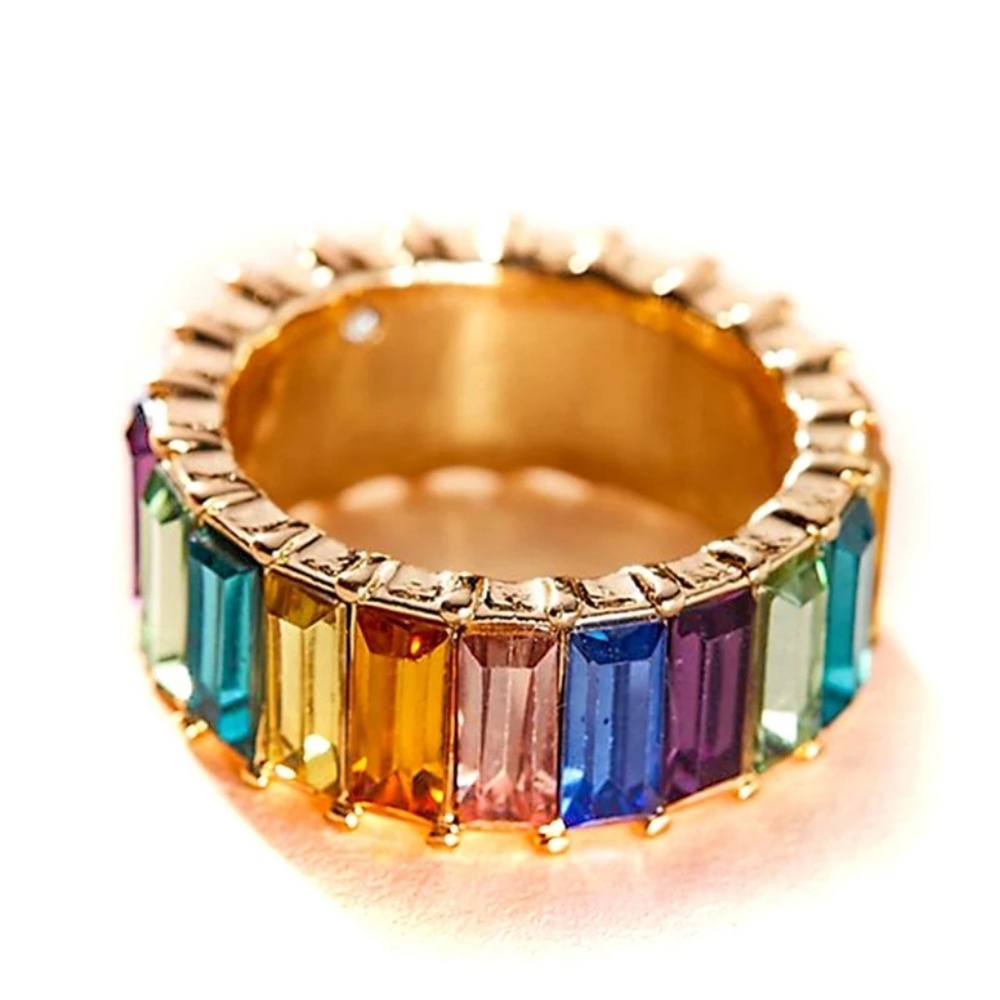 Multicolor Baguette Crystal Bauble Ring Alidia